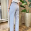 Calça Feminina Social Tassila Pantalona com Cinto Cinza Claro - Fernanda Ramos Store