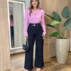 Calça Feminina Social Tassila Pantalona com Cinto Preta - Fernanda Ramos Store