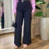 Calça Feminina Social Tassila Pantalona com Cinto Preta - Fernanda Ramos Store