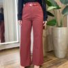 Calça Feminina Social Tassila Pantalona com Cinto Vinho - Fernanda Ramos Store