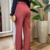 Calça Feminina Social Tassila Pantalona com Cinto Vinho - Fernanda Ramos Store
