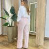 Calça Feminina Social Tassila Pantalona com Cinto Rosê - Fernanda Ramos Store