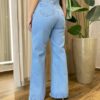 Calça Feminina Wide Leg Jeans Claro com Bolsos - Fernanda Ramos Store