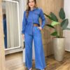 Camisa Feminina Jeans Elisa Manga Longa com Bolso Frontal - Fernanda Ramos Store