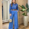 Camisa Feminina Jeans Elisa Manga Longa com Bolso Frontal - Fernanda Ramos Store