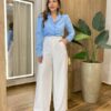 Camisa Feminina Social em Viscose Manga Longa Princesa Azul - Fernanda Ramos Store