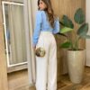 Camisa Feminina Social em Viscose Manga Longa Princesa Azul - Fernanda Ramos Store