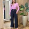 Camisa Feminina Social em Viscose Manga Longa Princesa Rosa - Fernanda Ramos Store