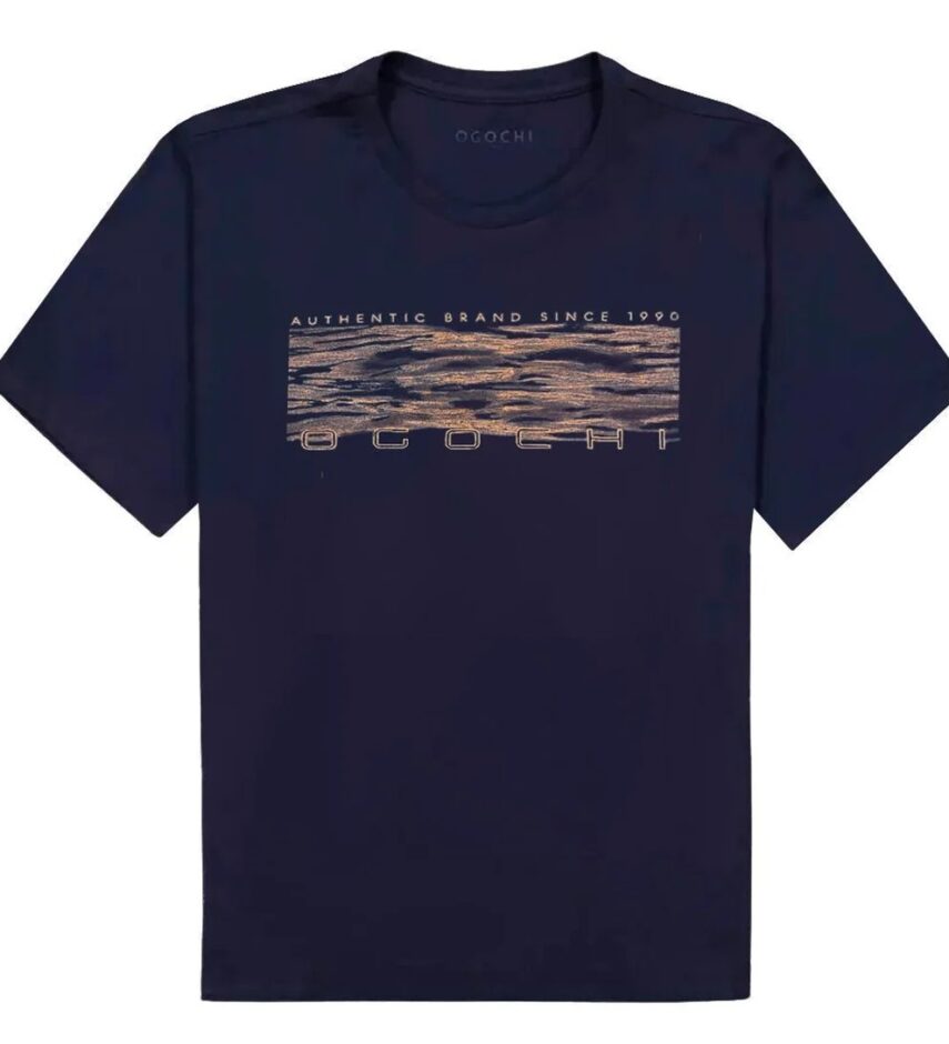 Camiseta Masculina Concept Slim Ogochi Estampada Azul 0004 - Fernanda Ramos Store