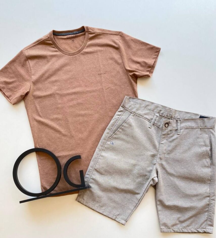 Camiseta Masculina Essencial Slim Ogochi Caramelo 1036 - Fernanda Ramos Store