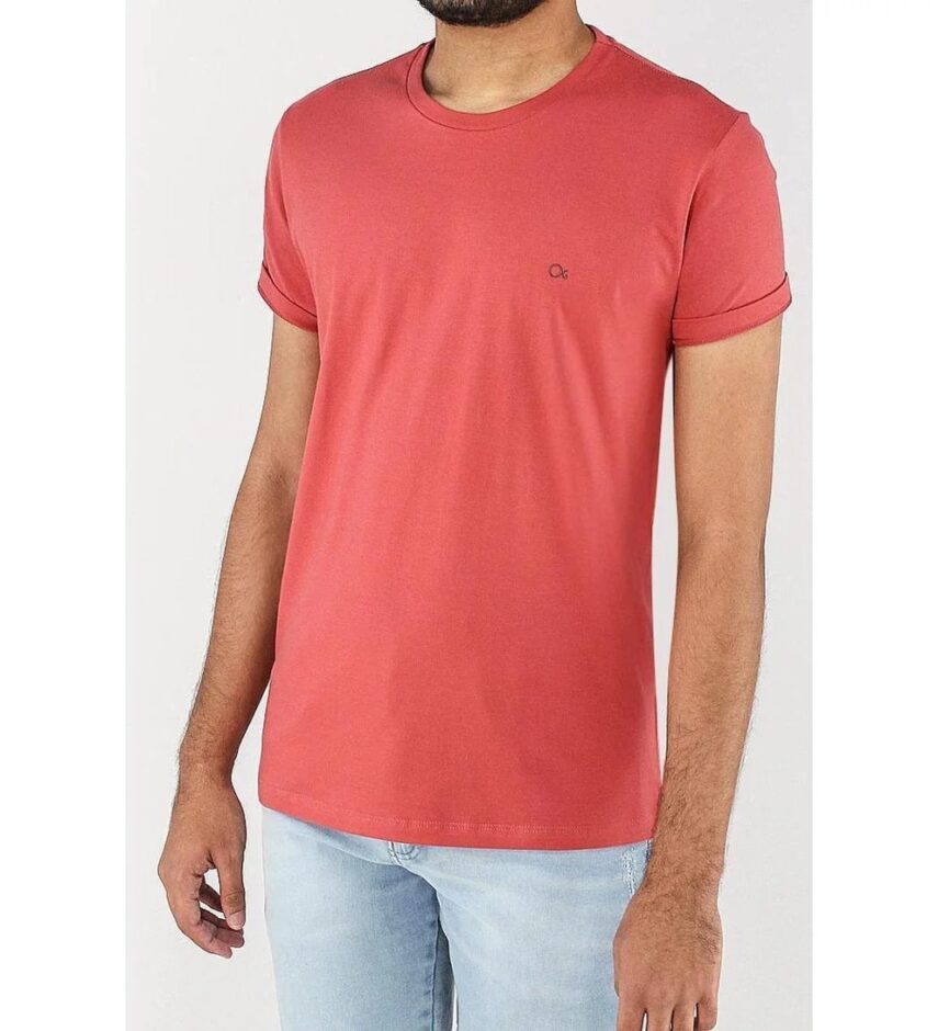 Camiseta Masculina Essencial Slim Ogochi Coral 1537 - Fernanda Ramos Store