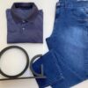 Camiseta Polo Ogochi Casual Slim Piquet Azul Escuro 4128 - Fernanda Ramos Store