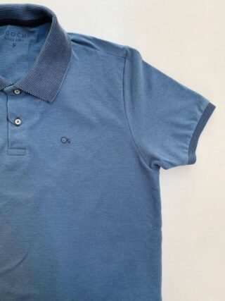 Camiseta Polo Ogochi Casual Slim Piquet Azul Outono 4218 - Fernanda Ramos Store
