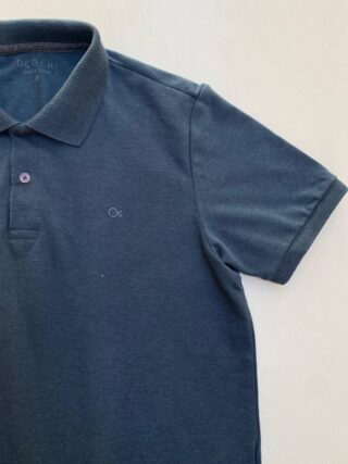 Camiseta Polo Ogochi Casual Slim Piquet Azul Petróleo 4324 - Fernanda Ramos Store
