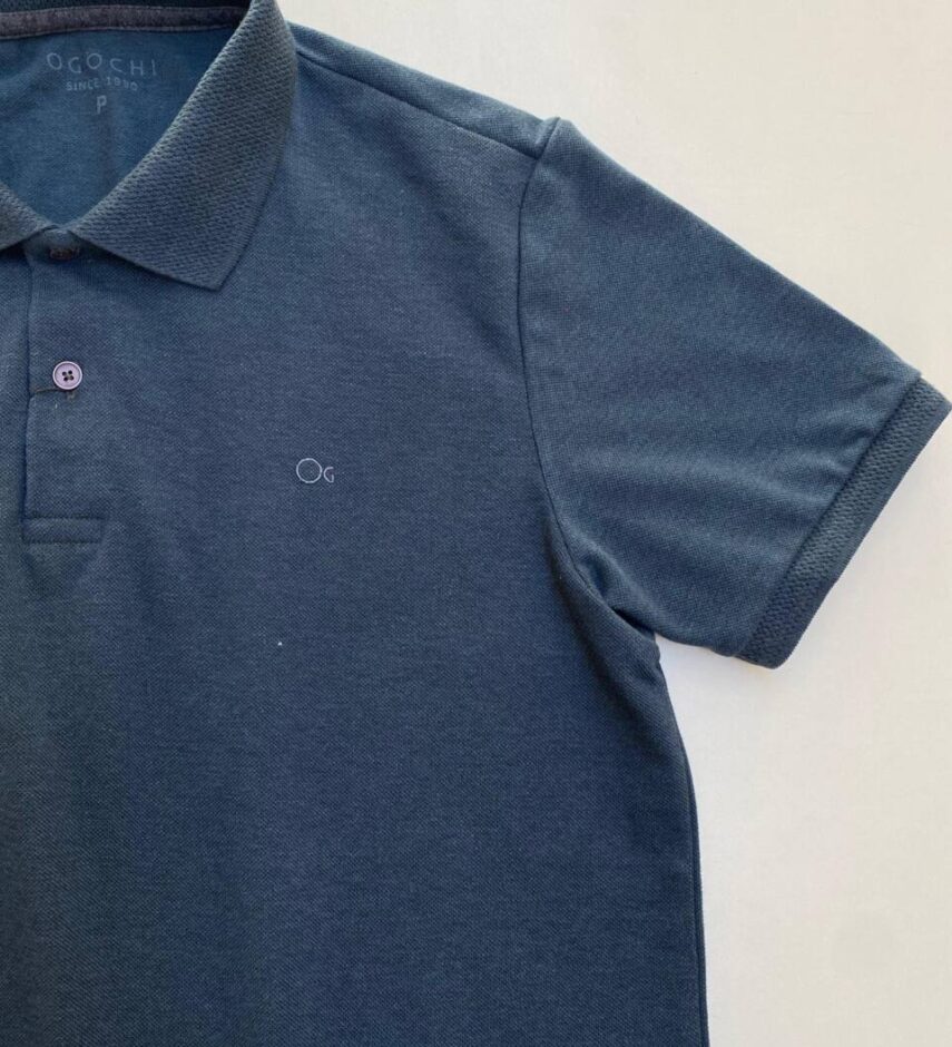Camiseta Polo Ogochi Casual Slim Piquet Azul Petróleo 4324 - Fernanda Ramos Store
