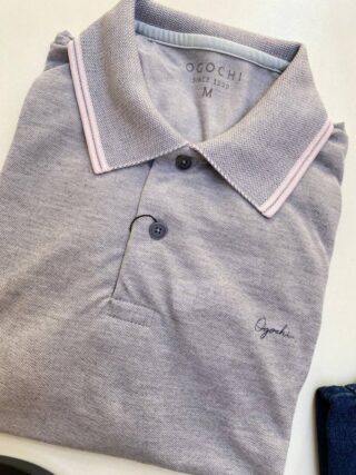 Camiseta Polo Ogochi Concept Slim Piquet Cinza Claro 0081 - Fernanda Ramos Store