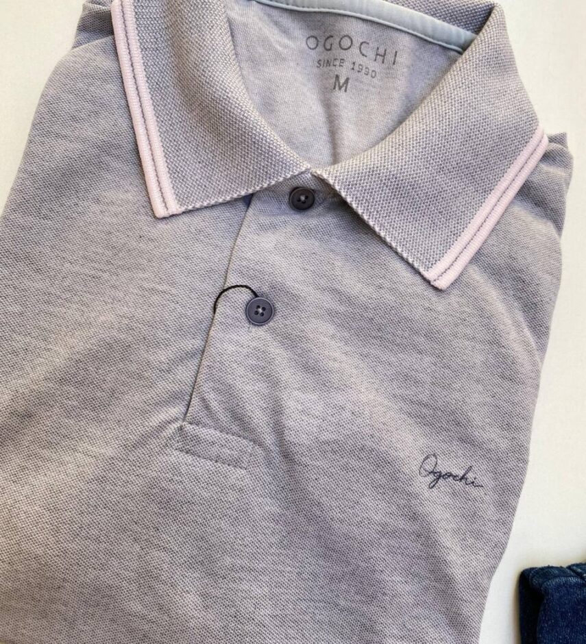 Camiseta Polo Ogochi Concept Slim Piquet Cinza Claro 0081 - Fernanda Ramos Store