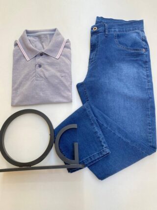 Camiseta Polo Ogochi Concept Slim Piquet Cinza Claro 0081 - Fernanda Ramos Store