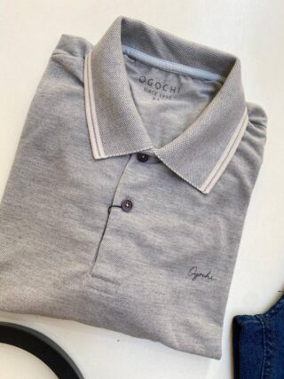 Camiseta Polo Ogochi Concept Slim Piquet Cinza Mesclado 003 - Fernanda Ramos Store
