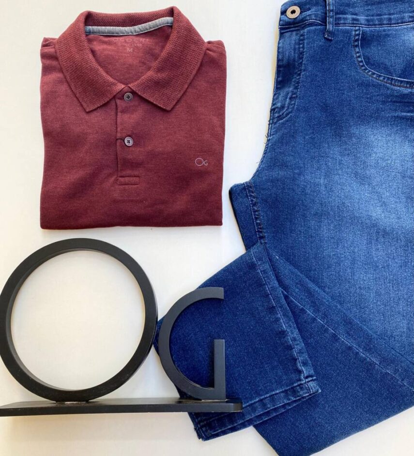 Camiseta Polo Ogochi Essencial Slim 1934 Bordô - Fernanda Ramos Store