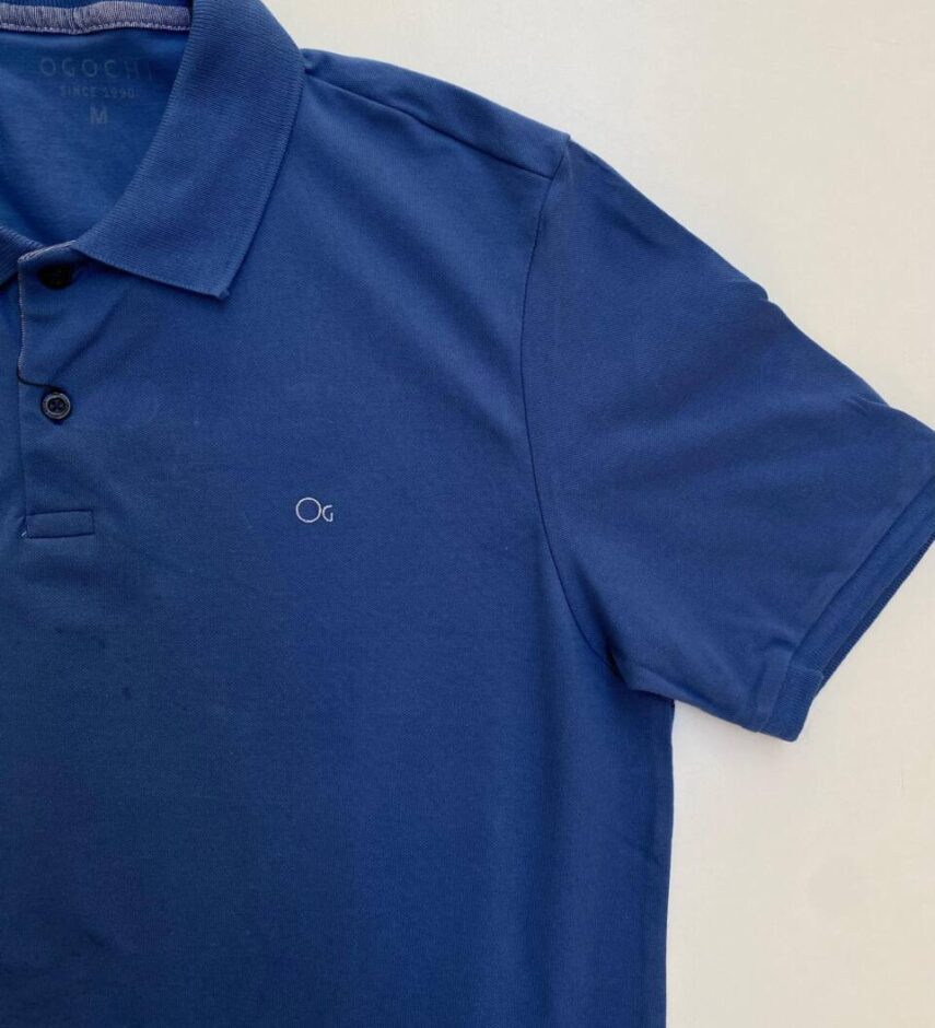 Camiseta Polo Ogochi Essencial Slim Ptl Azul Jacinto 4042 - Fernanda Ramos Store