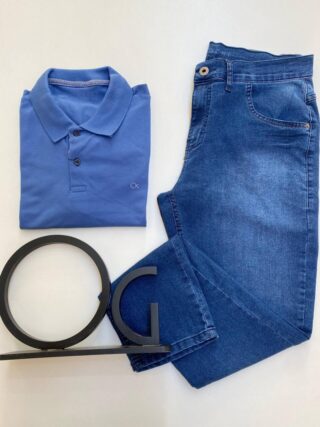 Camiseta Polo Ogochi Essencial Slim Ptl Azul Jacinto 4042 - Fernanda Ramos Store