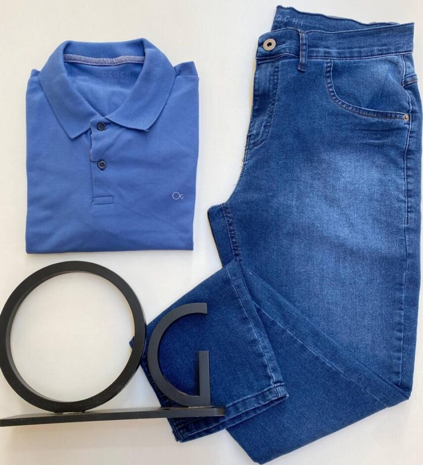 Camiseta Polo Ogochi Essencial Slim Ptl Azul Jacinto 4042 - Fernanda Ramos Store