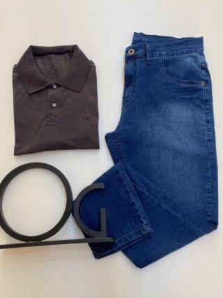 Camiseta Polo Ogochi Essencial Slim Ptl Chumbo 0201 - Fernanda Ramos Store