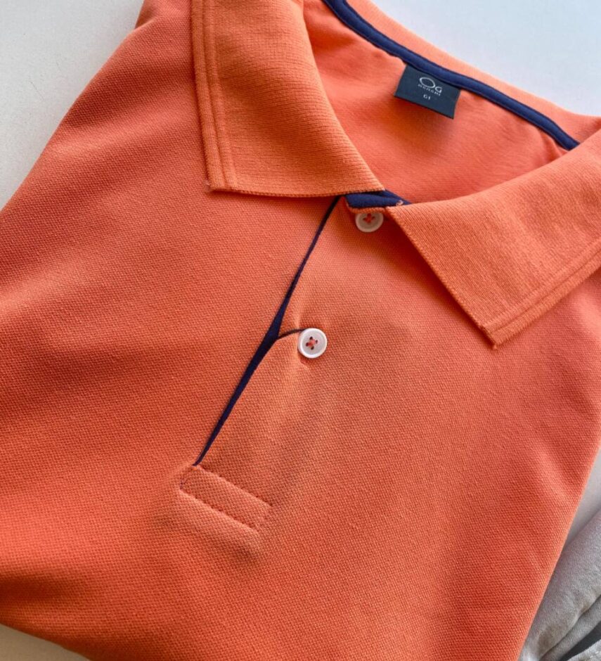 Camiseta Polo Ogochi Plus Casual G+ Malha Laranja 1017 - Fernanda Ramos Store