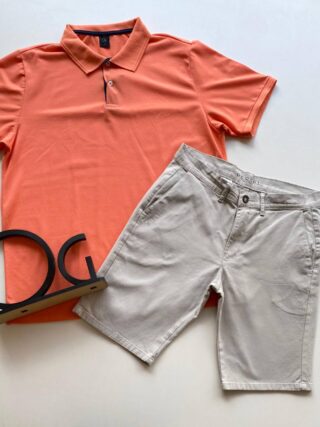 Camiseta Polo Ogochi Plus Casual G+ Malha Laranja 1017 - Fernanda Ramos Store
