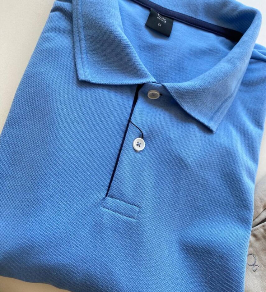 Camiseta Polo Ogochi Plus Casual Malha Azul 1007 - Fernanda Ramos Store