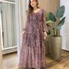 Chemise Feminino Tule Longo Manga Longa Animal Print Rosa - Fernanda Ramos Store