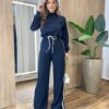 Conjunto Feminino Britney Cropped Manga Longa e Calça Preta - Fernanda Ramos Store