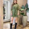 Conjunto Feminino Colete com Amarração e Saia Cotelê Verde - Fernanda Ramos Store