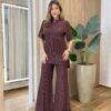 Conjunto Feminino Comfy Blusa e Calça Canelado Marrom - Fernanda Ramos Store