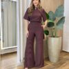 Conjunto Feminino Comfy Blusa e Calça Canelado Marrom - Fernanda Ramos Store