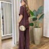 Conjunto Feminino Comfy Blusa e Calça Canelado Marrom - Fernanda Ramos Store