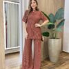 Conjunto Feminino Comfy Blusa e Calça Canelado TerraCota - Fernanda Ramos Store