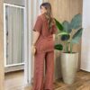 Conjunto Feminino Comfy Blusa e Calça Canelado TerraCota - Fernanda Ramos Store