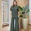 Conjunto Feminino Comfy Blusa e Calça Canelado Verde Militar - Fernanda Ramos Store