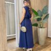 Conjunto Feminino Cris Blusa Manga Muscle e Saia Longa Azul Marinho - Fernanda Ramos Store