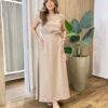 Conjunto Feminino Cris Blusa Manga Muscle e Saia Longa Nude - Fernanda Ramos Store