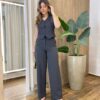 Conjunto Feminino Erica Colete Bolso Falso e Calça Chumbo - Fernanda Ramos Store