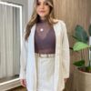 Conjunto Feminino Jamile Camisa e Short Saia Creme - Fernanda Ramos Store