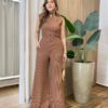 Conjunto Feminino Rose Comfy Regata Gola e Calça Canelado Caramelo - Fernanda Ramos Store