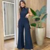 Conjunto Feminino Rose Comfy Regata Gola e Calça Canelado Preto - Fernanda Ramos Store