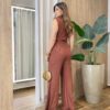 Conjunto Feminino Rose Comfy Regata Gola e Calça Canelado Terra - Fernanda Ramos Store