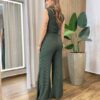 Conjunto Feminino Rose Comfy Regata Gola e Calça Canelado Verde - Fernanda Ramos Store