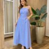 Conjunto Feminino Solange Cropped com Bojo e Saia com Lastex Azul - Fernanda Ramos Store