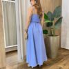 Conjunto Feminino Solange Cropped com Bojo e Saia com Lastex Azul - Fernanda Ramos Store